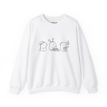 Adorable Minimalist Sweatshirt – Cute Animal Band Design for Music and Comfort Lovers Unisex Heavy Blend™ Crewneck Sweatshirt