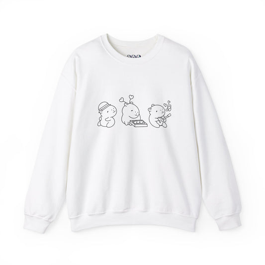 Adorable Minimalist Sweatshirt – Cute Animal Band Design for Music and Comfort Lovers Unisex Heavy Blend™ Crewneck Sweatshirt