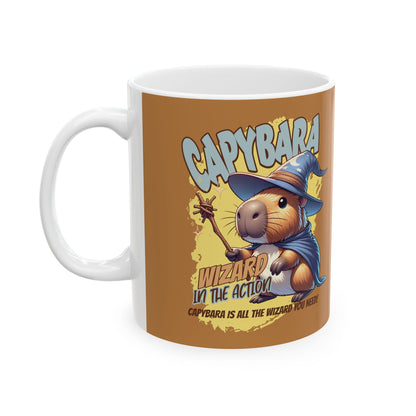 Capybara Wizard Ceramic Mug (11oz) – Unique Fantasy Animal Coffee Cup, Perfect Gift for Capybara Lovers and Fantasy Enthusiasts