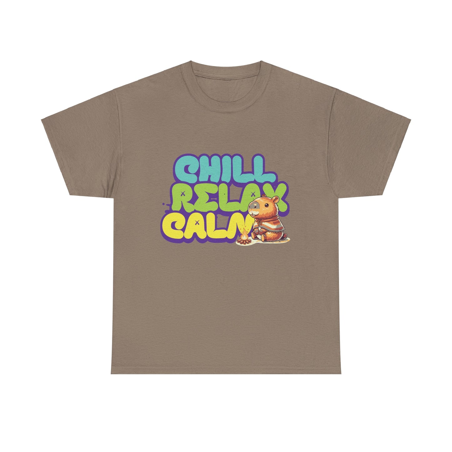 Capybara™ "Chill, Relax, Calm" Graphic Tee – Cozy Vibes, Everyday Style Unisex Heavy Cotton Tee