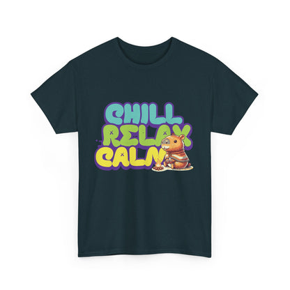 Capybara™ "Chill, Relax, Calm" Graphic Tee – Cozy Vibes, Everyday Style Unisex Heavy Cotton Tee