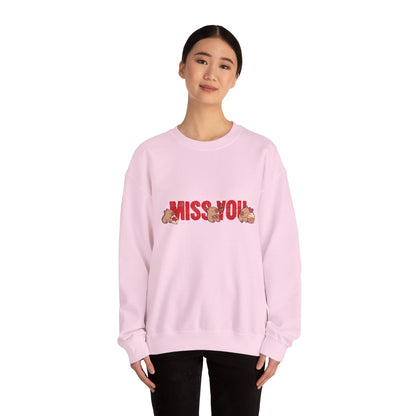 Crewneck Sweatshirt - 'Miss You' Pink Capybara Design for Her, Couples & Besties