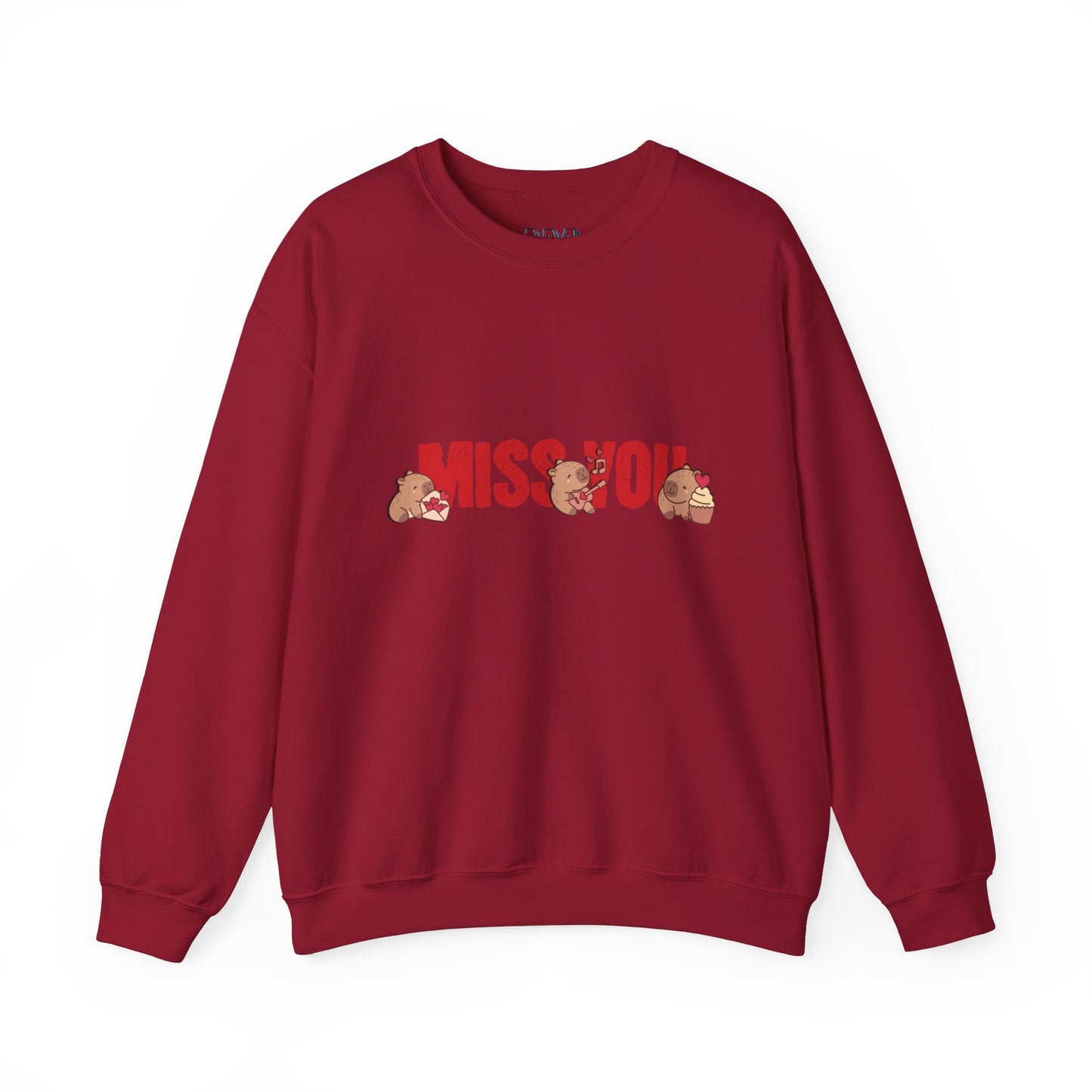 Crewneck Sweatshirt - 'Miss You' Pink Capybara Design for Her, Couples & Besties