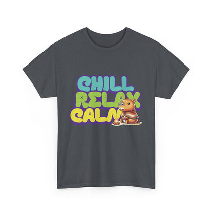 Capybara™ "Chill, Relax, Calm" Graphic Tee – Cozy Vibes, Everyday Style Unisex Heavy Cotton Tee