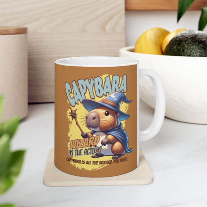 Capybara Wizard Ceramic Mug (11oz) – Unique Fantasy Animal Coffee Cup, Perfect Gift for Capybara Lovers and Fantasy Enthusiasts