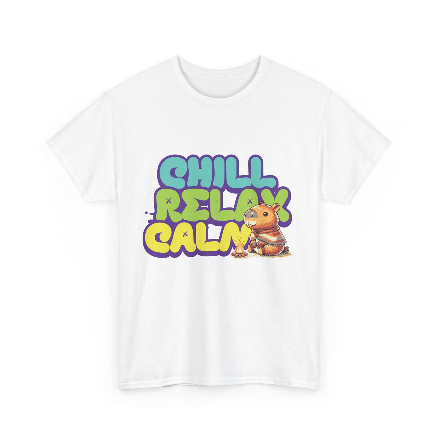 Capybara™ "Chill, Relax, Calm" Graphic Tee – Cozy Vibes, Everyday Style Unisex Heavy Cotton Tee