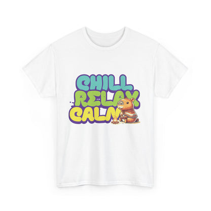 Capybara™ "Chill, Relax, Calm" Graphic Tee – Cozy Vibes, Everyday Style Unisex Heavy Cotton Tee