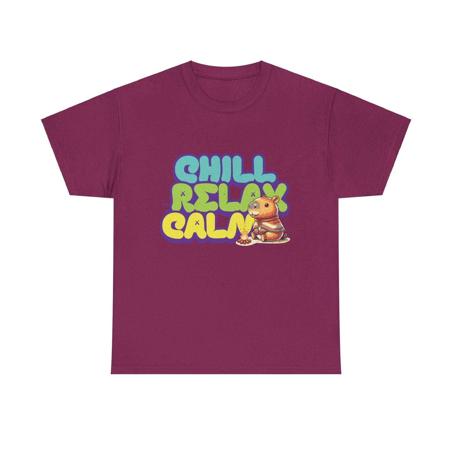 Capybara™ "Chill, Relax, Calm" Graphic Tee – Cozy Vibes, Everyday Style Unisex Heavy Cotton Tee