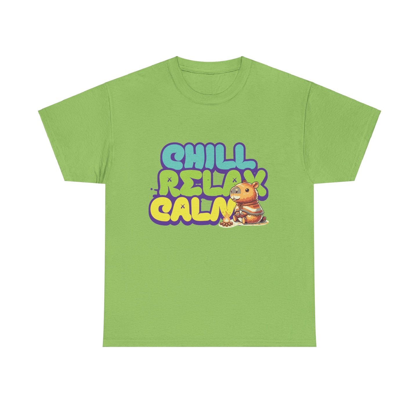 Capybara™ "Chill, Relax, Calm" Graphic Tee – Cozy Vibes, Everyday Style Unisex Heavy Cotton Tee