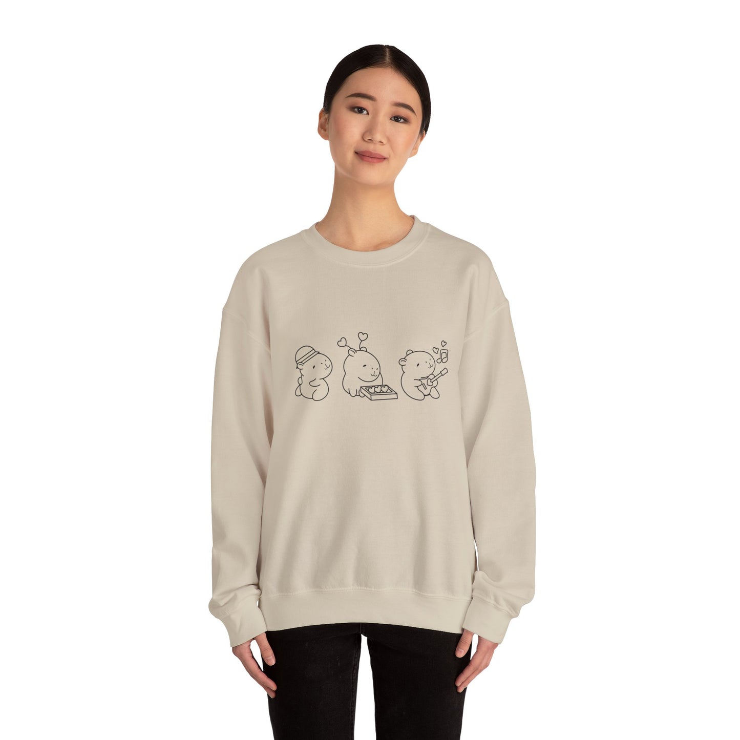 Adorable Minimalist Sweatshirt – Cute Animal Band Design for Music and Comfort Lovers Unisex Heavy Blend™ Crewneck Sweatshirt