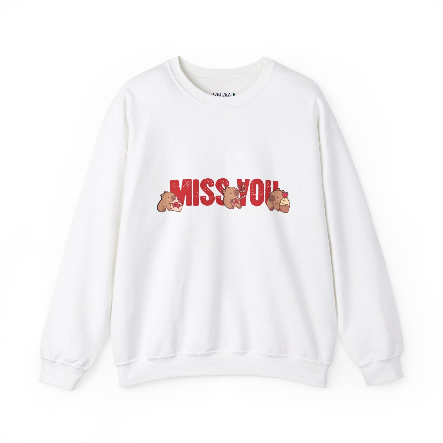 Crewneck Sweatshirt - 'Miss You' Pink Capybara Design for Her, Couples & Besties