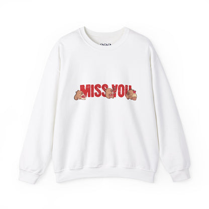 Crewneck Sweatshirt - 'Miss You' Pink Capybara Design for Her, Couples & Besties