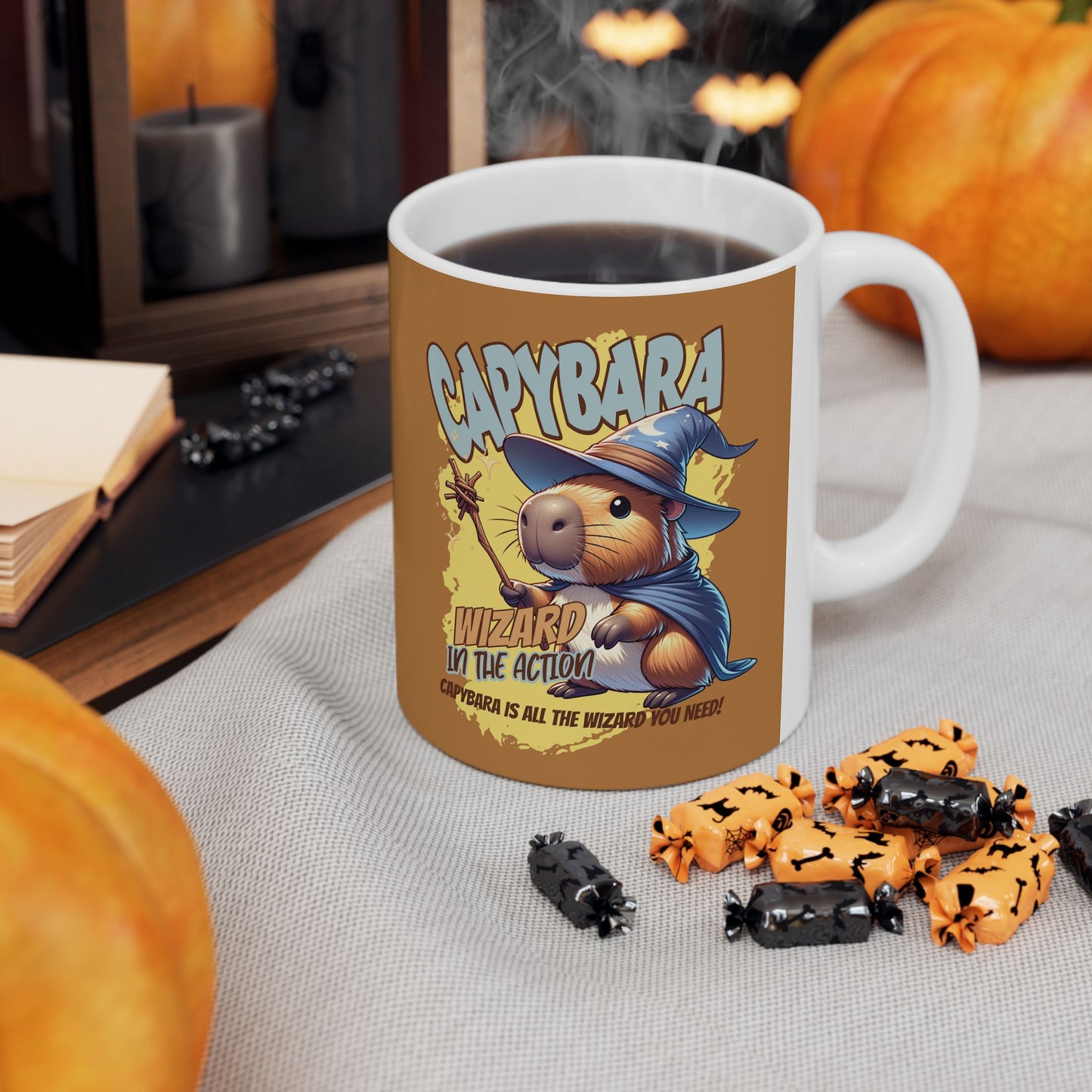 Capybara Wizard Ceramic Mug (11oz) – Unique Fantasy Animal Coffee Cup, Perfect Gift for Capybara Lovers and Fantasy Enthusiasts