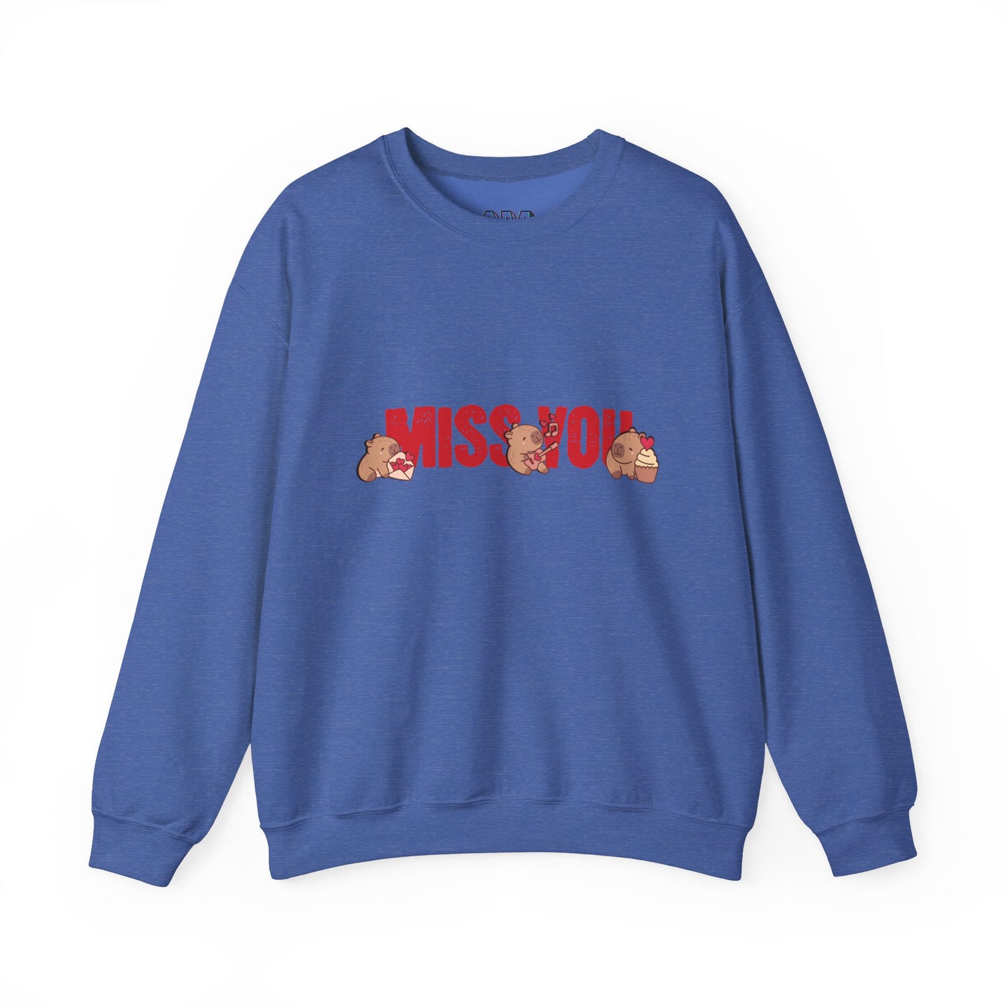 Crewneck Sweatshirt - 'Miss You' Pink Capybara Design for Her, Couples & Besties