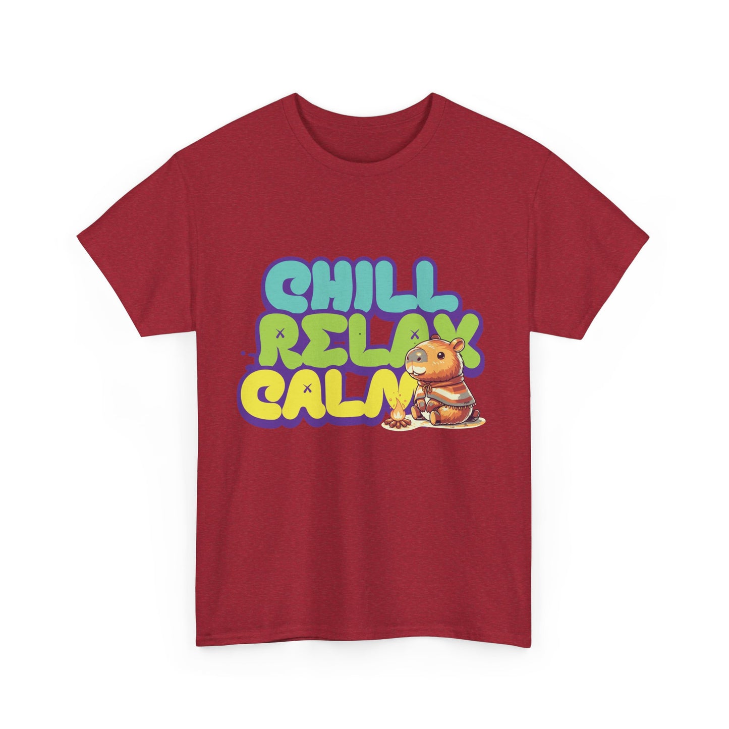 Capybara™ "Chill, Relax, Calm" Graphic Tee – Cozy Vibes, Everyday Style Unisex Heavy Cotton Tee