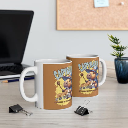 Capybara Wizard Ceramic Mug (11oz) – Unique Fantasy Animal Coffee Cup, Perfect Gift for Capybara Lovers and Fantasy Enthusiasts