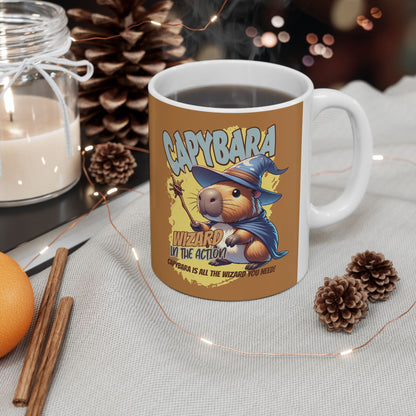 Capybara Wizard Ceramic Mug (11oz) – Unique Fantasy Animal Coffee Cup, Perfect Gift for Capybara Lovers and Fantasy Enthusiasts