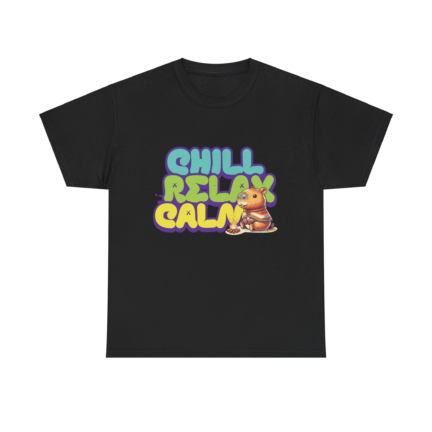 Capybara™ "Chill, Relax, Calm" Graphic Tee – Cozy Vibes, Everyday Style Unisex Heavy Cotton Tee