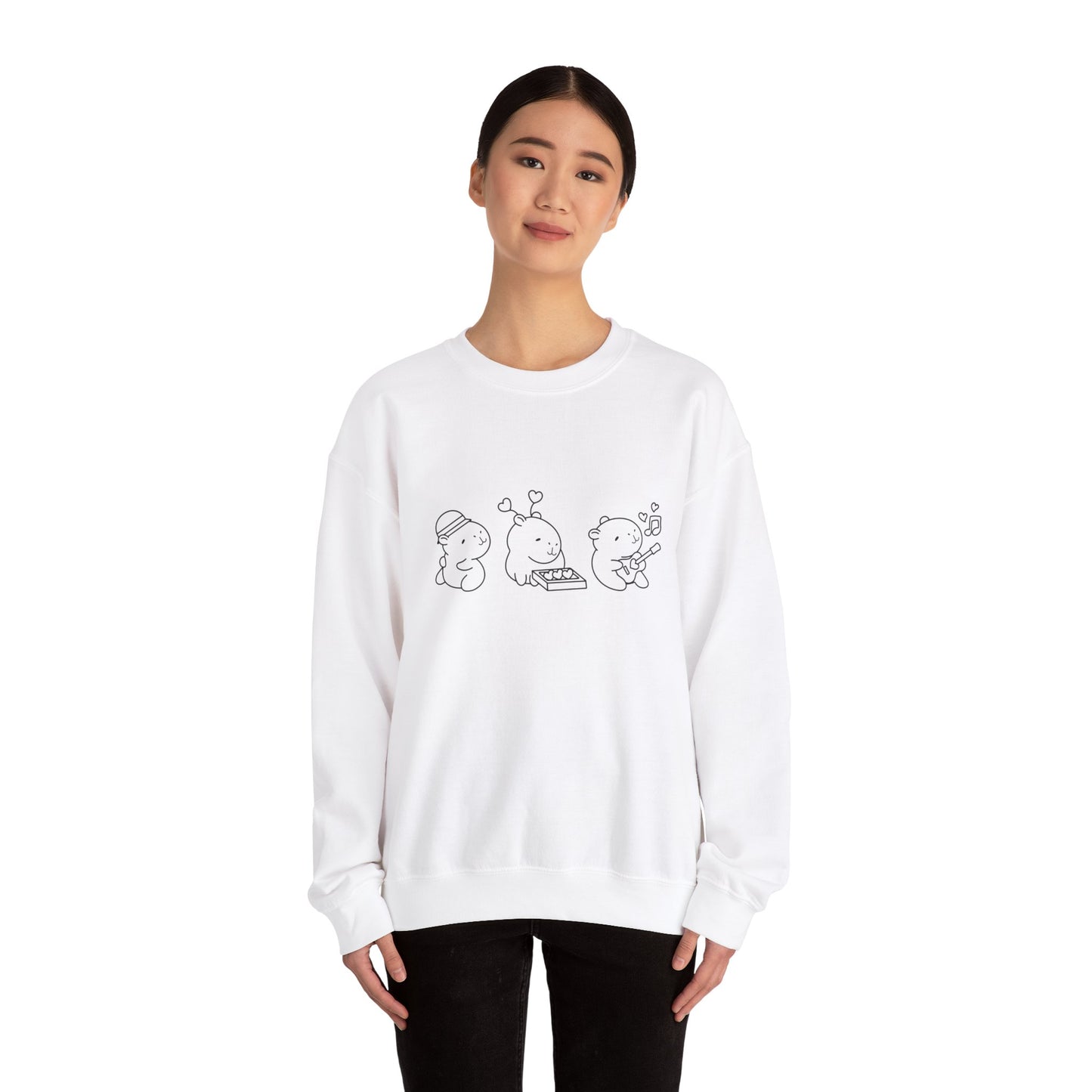 Adorable Minimalist Sweatshirt – Cute Animal Band Design for Music and Comfort Lovers Unisex Heavy Blend™ Crewneck Sweatshirt