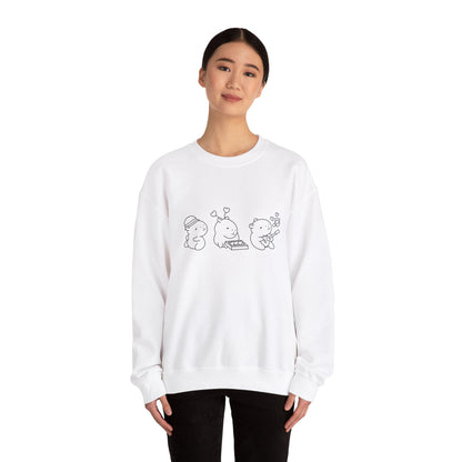 Adorable Minimalist Sweatshirt – Cute Animal Band Design for Music and Comfort Lovers Unisex Heavy Blend™ Crewneck Sweatshirt