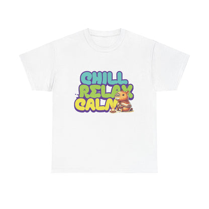 Capybara™ "Chill, Relax, Calm" Graphic Tee – Cozy Vibes, Everyday Style Unisex Heavy Cotton Tee