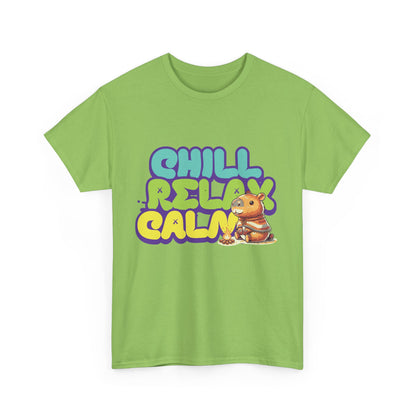 Capybara™ "Chill, Relax, Calm" Graphic Tee – Cozy Vibes, Everyday Style Unisex Heavy Cotton Tee