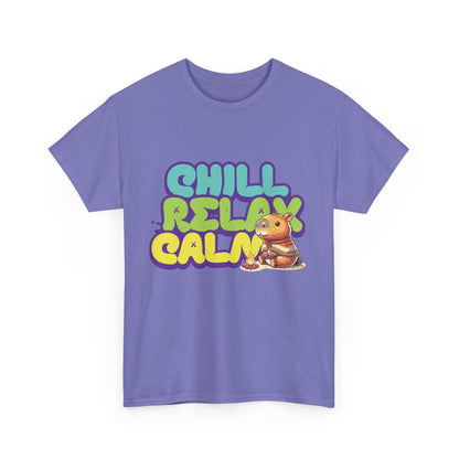 Capybara™ "Chill, Relax, Calm" Graphic Tee – Cozy Vibes, Everyday Style Unisex Heavy Cotton Tee