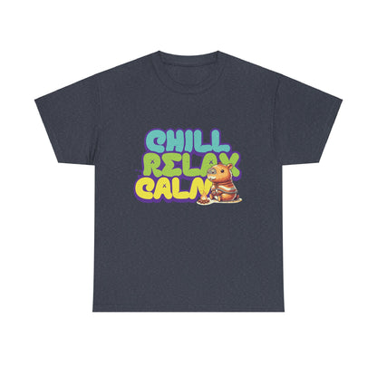 Capybara™ "Chill, Relax, Calm" Graphic Tee – Cozy Vibes, Everyday Style Unisex Heavy Cotton Tee