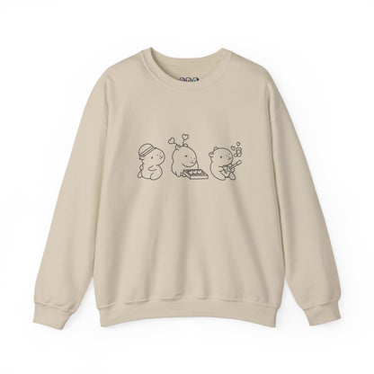 Adorable Minimalist Sweatshirt – Cute Animal Band Design for Music and Comfort Lovers Unisex Heavy Blend™ Crewneck Sweatshirt